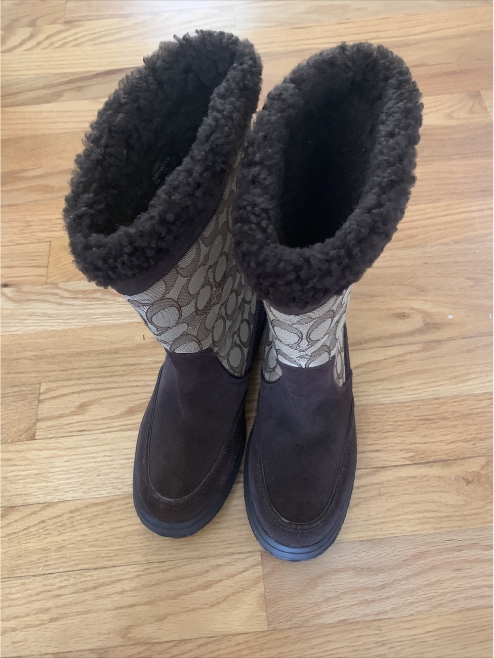Coach Faux Curly Shearling Real Dyed Sheep Fur Boots